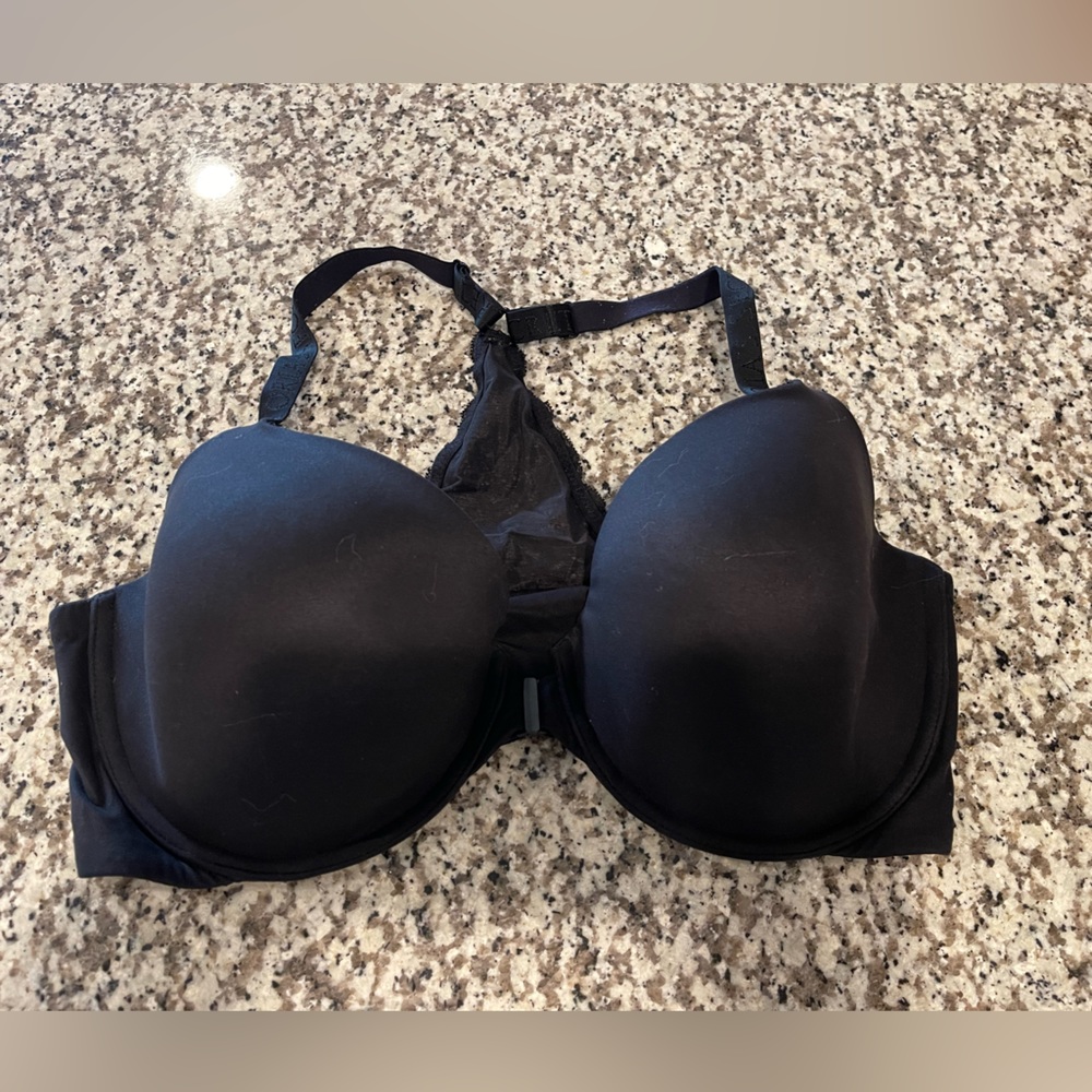 BODY BY VICTORIA Lightly-Lined Demi Bra Lace Razor-Back 38DDD Black
